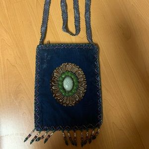 vintage velvet peacock crossbody purse